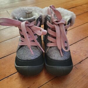 OshKosh B'gosh Glittery Gray and Pink Baby Boots